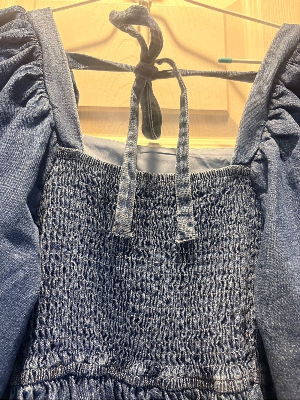 entro Blue Puff-Sleeve Denim Dress - Picture 5 of 6